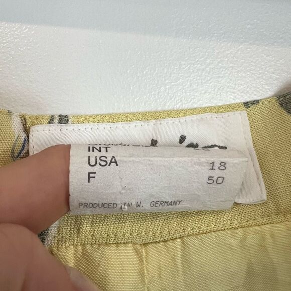 Vintage 80s Patrizia’s Mondi Yellow Floral Bermuda 18 Linen Germany Lagenlook - Picture 7 of 15